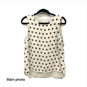 Rose + Olive  Womens  Blouse Sleeveless 2 Layer white black zipper  Size large L